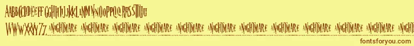 nightmare-Schriftart – Braune Schriften auf gelbem Hintergrund