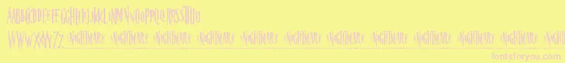 nightmare-Schriftart – Rosa Schriften auf gelbem Hintergrund