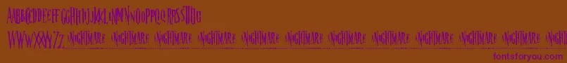 nightmare-Schriftart – Violette Schriften auf braunem Hintergrund