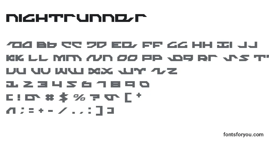 Шрифт Nightrunner (135612) – алфавит, цифры, специальные символы