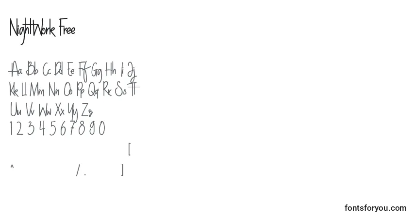 NightWork Free (135615)フォント–アルファベット、数字、特殊文字