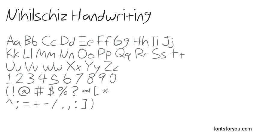 Шрифт Nihilschiz Handwriting – алфавит, цифры, специальные символы