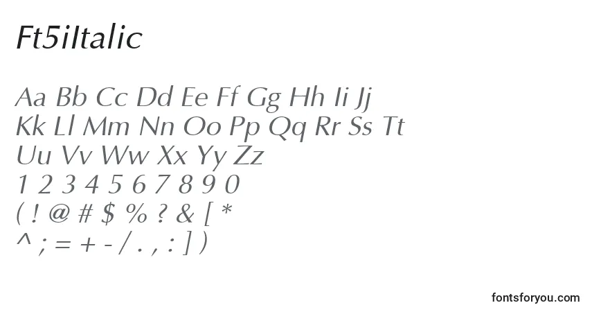 A fonte Ft5iItalic – alfabeto, números, caracteres especiais