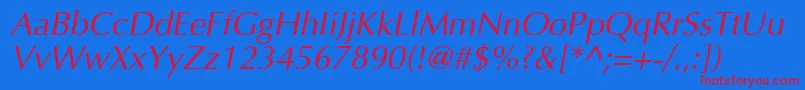 Ft5iItalic Font – Red Fonts on Blue Background