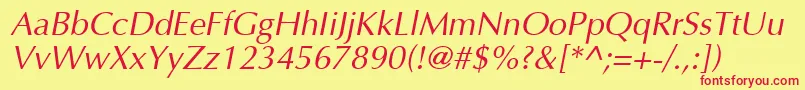 Ft5iItalic-fontti – punaiset fontit keltaisella taustalla