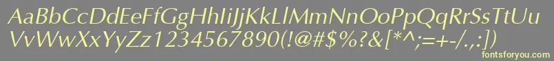 Шрифт Ft5iItalic – жёлтые шрифты на сером фоне