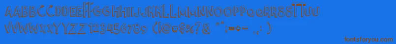 Nikolas  Pine-Schriftart – Braune Schriften auf blauem Hintergrund