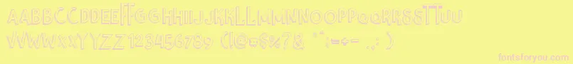 フォントNikolas  Pine – ピンクのフォント、黄色の背景