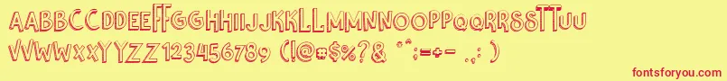 Nikolas  Pine Font – Red Fonts on Yellow Background