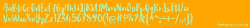 nikotinusDEMO-Schriftart – Grüne Schriften auf orangefarbenem Hintergrund
