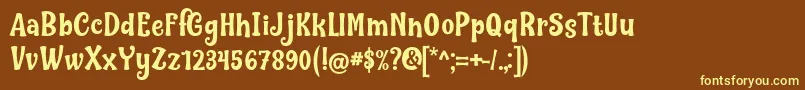 Nilky  Miky by Keithzo 7NTypes Font – Yellow Fonts on Brown Background