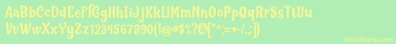 Nilky  Miky by Keithzo 7NTypes Font – Yellow Fonts on Green Background