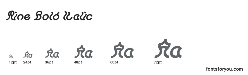 Größen der Schriftart Nine Bold Italic