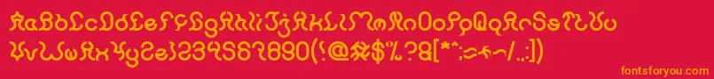 Nine Bold-Schriftart – Orangefarbene Schriften auf rotem Hintergrund