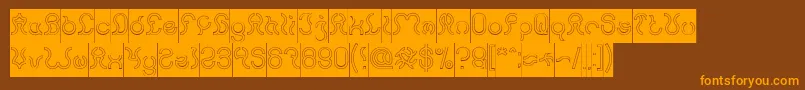 Nine Hollow Inverse-Schriftart – Orangefarbene Schriften auf braunem Hintergrund