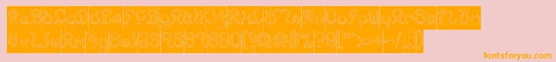 Nine Hollow Inverse-Schriftart – Orangefarbene Schriften auf rosa Hintergrund