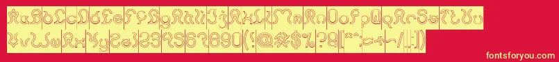 Nine Hollow Inverse Font – Yellow Fonts on Red Background