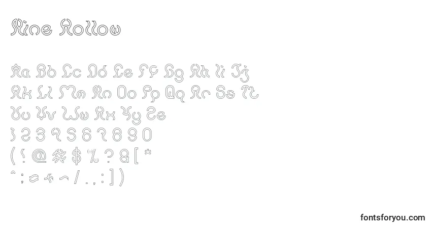 Schriftart Nine Hollow – Alphabet, Zahlen, spezielle Symbole