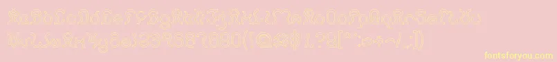 Nine Hollow-Schriftart – Gelbe Schriften auf rosa Hintergrund