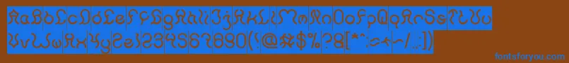Nine Inverse-Schriftart – Blaue Schriften auf braunem Hintergrund
