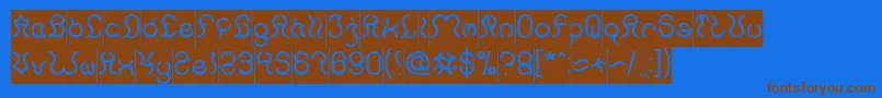 フォントNine Inverse – 茶色の文字が青い背景にあります。