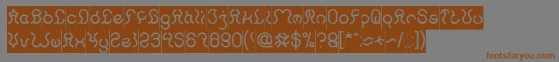 フォントNine Inverse – 茶色の文字が灰色の背景にあります。