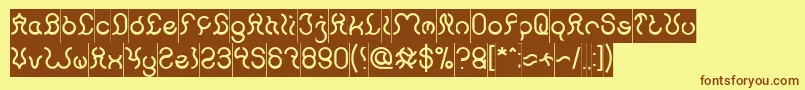Nine Inverse-Schriftart – Braune Schriften auf gelbem Hintergrund