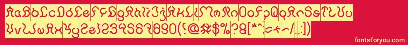 フォントNine Inverse – 黄色の文字、赤い背景