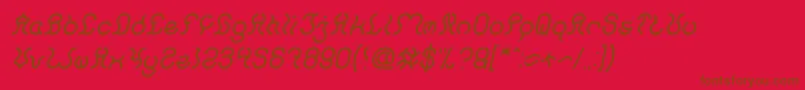 Fonte Nine Italic – fontes marrons em um fundo vermelho