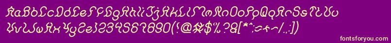 Fonte Nine Italic – fontes amarelas em um fundo roxo