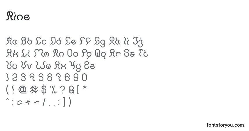 A fonte Nine (135632) – alfabeto, números, caracteres especiais