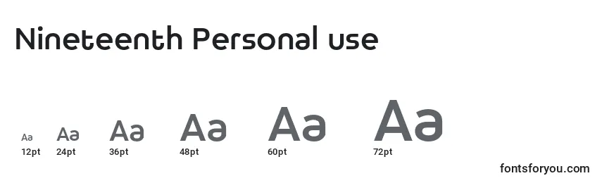 Nineteenth Personal use Font Sizes