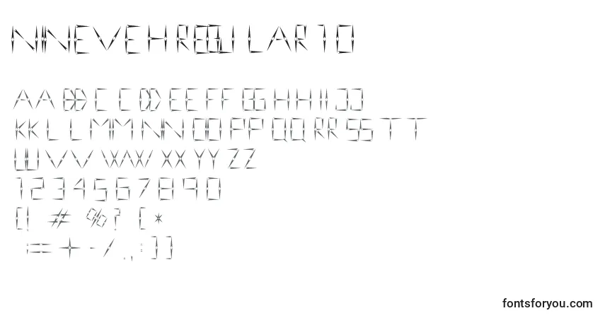 A fonte Nineveh regular 1 0 – alfabeto, números, caracteres especiais