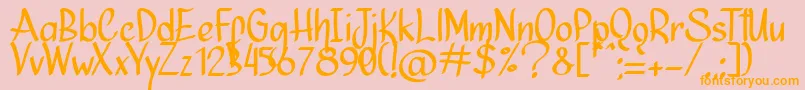 Ninja Julietta  -Schriftart – Orangefarbene Schriften auf rosa Hintergrund