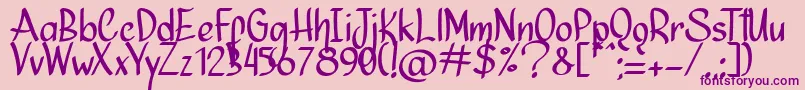 Ninja Julietta  -Schriftart – Violette Schriften auf rosa Hintergrund