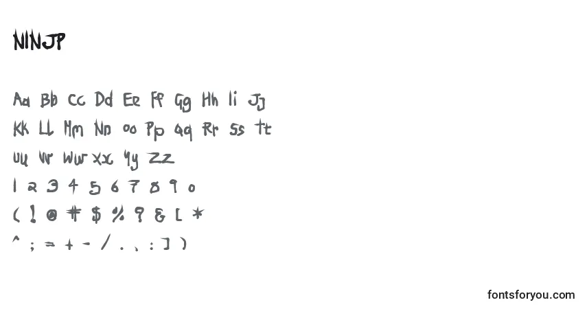 Czcionka NINJP    (135640) – alfabet, cyfry, specjalne znaki