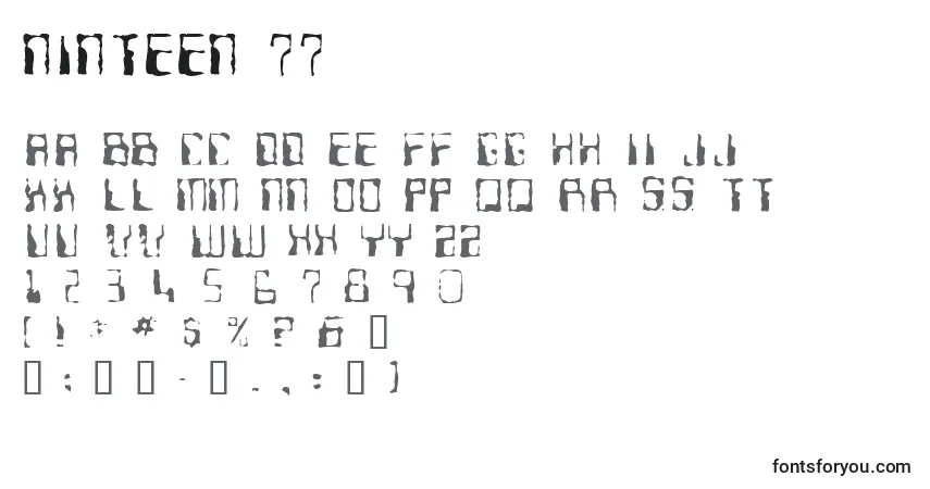 Czcionka Ninteen 77 – alfabet, cyfry, specjalne znaki