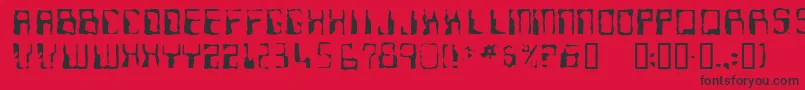 Ninteen 77-Schriftart – Schwarze Schriften auf rotem Hintergrund