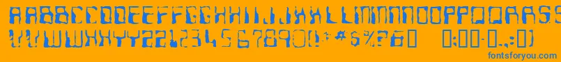 フォントNinteen 77 – オレンジの背景に青い文字