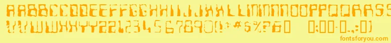 Ninteen 77 Font – Orange Fonts on Yellow Background