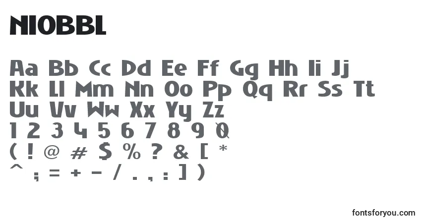 A fonte NIOBBL   (135643) – alfabeto, números, caracteres especiais