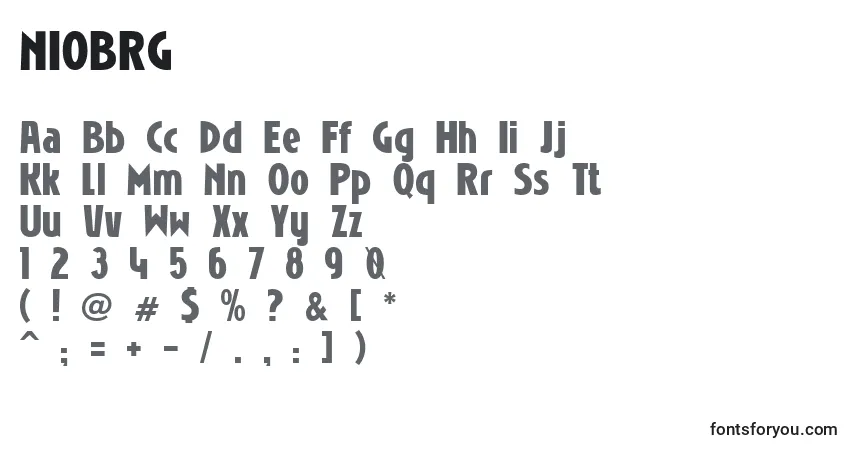 A fonte NIOBRG   (135644) – alfabeto, números, caracteres especiais