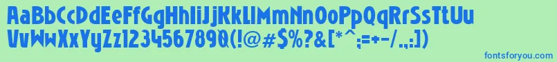 NIOBRG  -Schriftart – Blaue Schriften auf grünem Hintergrund