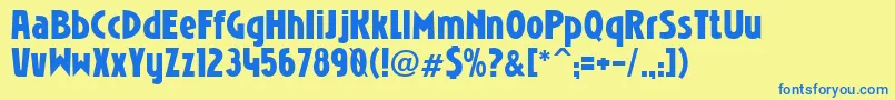 NIOBRG  -Schriftart – Blaue Schriften auf gelbem Hintergrund