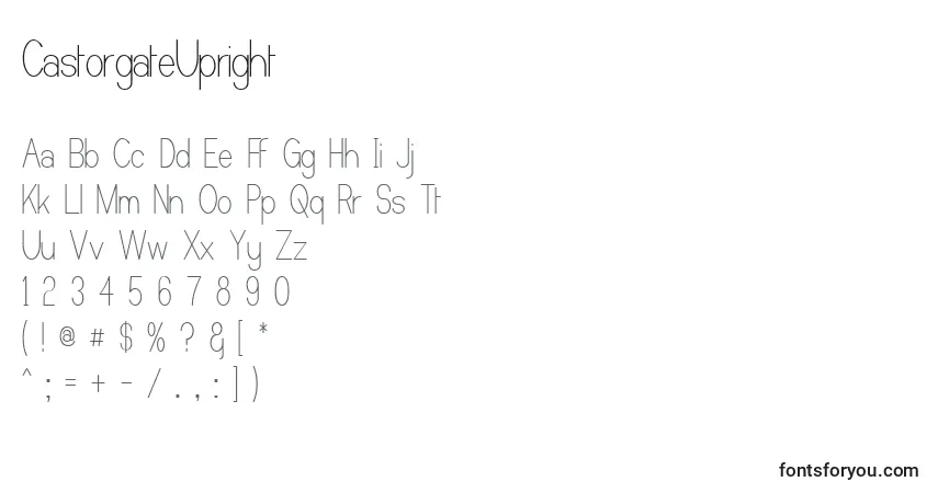 Schriftart CastorgateUpright – Alphabet, Zahlen, spezielle Symbole