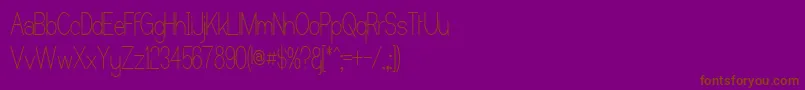 Fonte CastorgateUpright – fontes marrons em um fundo roxo