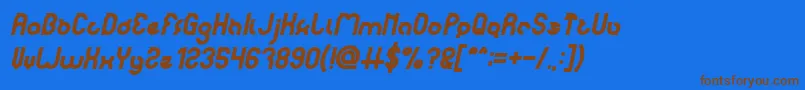 Fonte noakatz Bold Italic – fontes marrons em um fundo azul