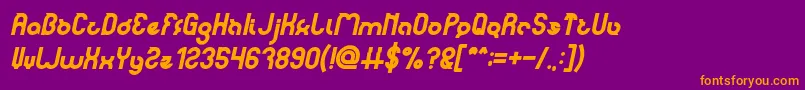 Fonte noakatz Bold Italic – fontes laranjas em um fundo violeta