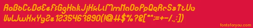 フォントnoakatz Bold Italic – 赤い背景にオレンジの文字