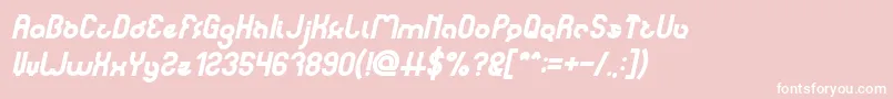noakatz Bold Italic-fontti – valkoiset fontit vaaleanpunaisella taustalla